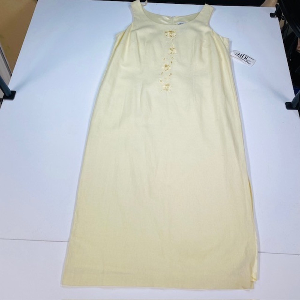 Yellow Linen Blend Floral Embroidered Sheath Dress 20W Made in USA NEW JBS Ltd‎